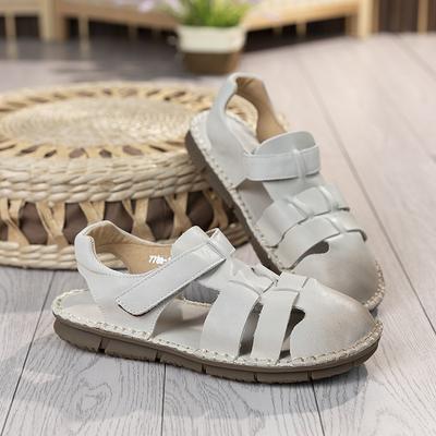 Весенне-летние новые сандалии женские из первого слоя коровьей кожи удобная массажная подошва повседневные ретро женские туфли