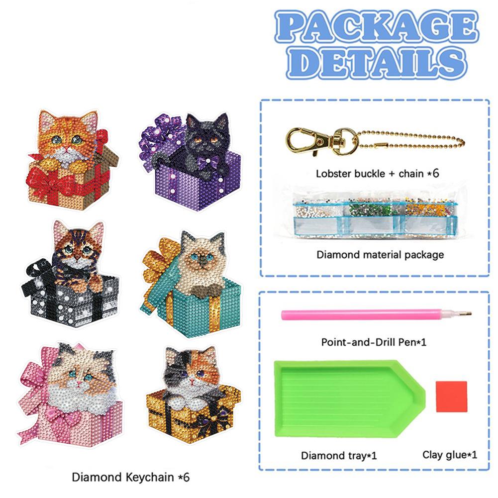 6Pcs Double Sided Diamond Painting Keychain Easter Diamond Art Keyring Diamond Painting Art Craft Keychain for Party Supplies