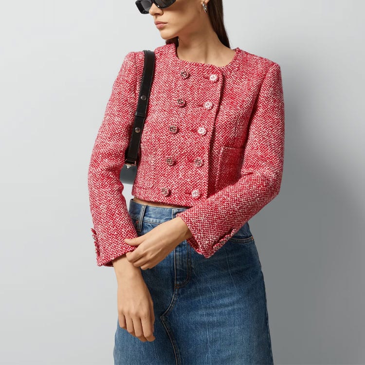 GUCCI Tweed Jacket 'Red/White' 761166-ZAOOQ-6392