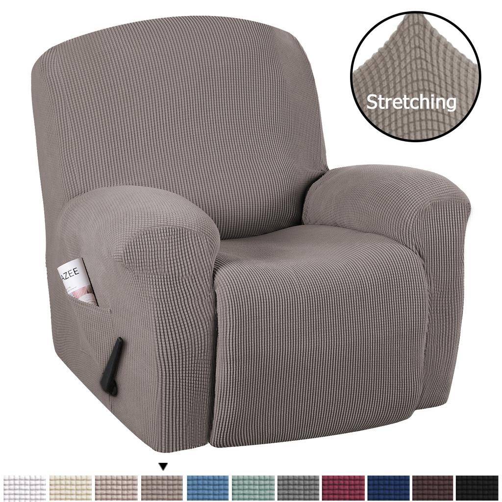 European Style Recliner Stretch Sofa Cover Charcoal Thickened Fleece Recliner Protection Pad Non-slip Furniture Cover