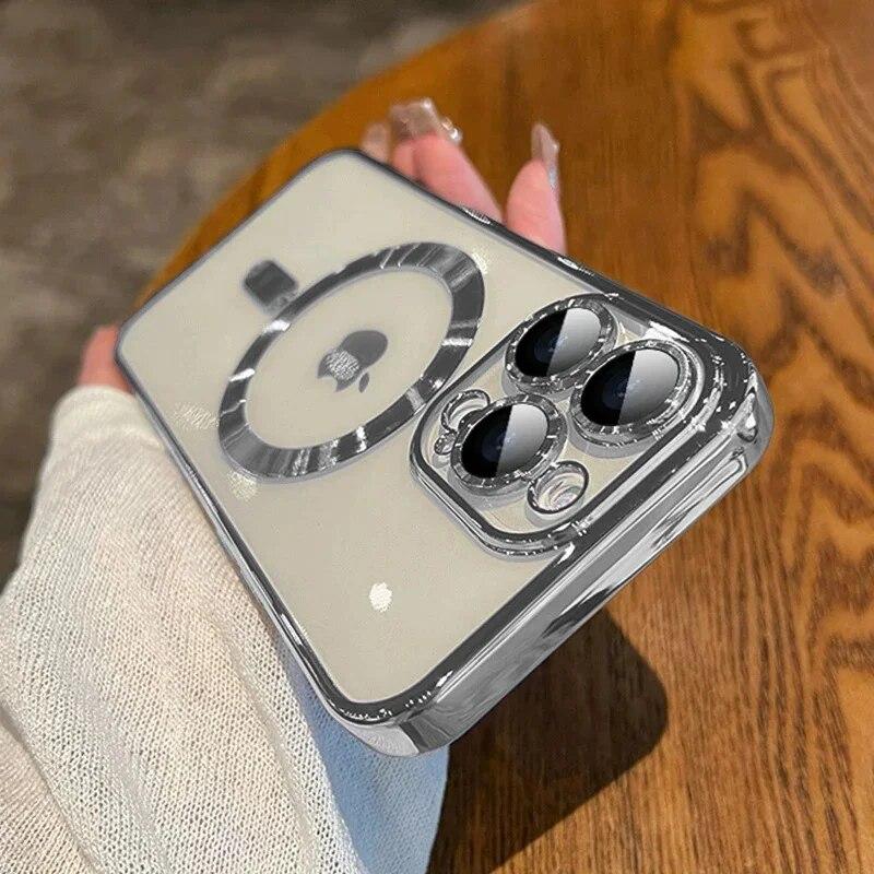 Мужской роскошный магнитный чехол с покрытием Magsafe для iPhone 15 14 13 12 11 Pro Max Plus, противоударный чехол с магнитным беспроводным зарядом