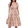 Womens Summer Dress Short Sleeve V Neck Short Dresses Fashion Casual Flowy A Line Swing Sundress With Pocket