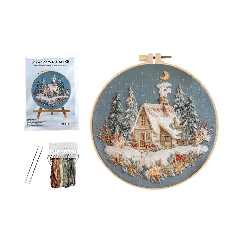 Набор для вышивания «Снежный домик» к Рождеству Christmas Theme Pattern Набор для вышивания Зимнее праздничное украшение Аксессуары для рукоделия