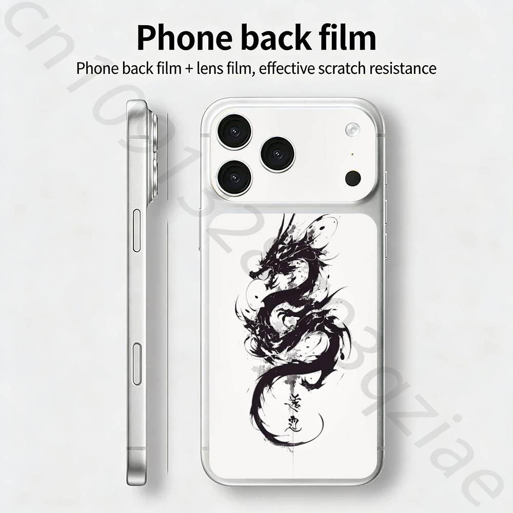 Дракон Для iPhone 17 pro Max /17 pro Полное Покрытие Наклейка Кожаная Обёртка 3D Цветная Задняя Защитная Пленка-Стикер
