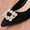 Rhinestone Suede Thick Heel Shoes Spring and Autumn Versatile Pointy Shallow Flat French Black Work Shoes