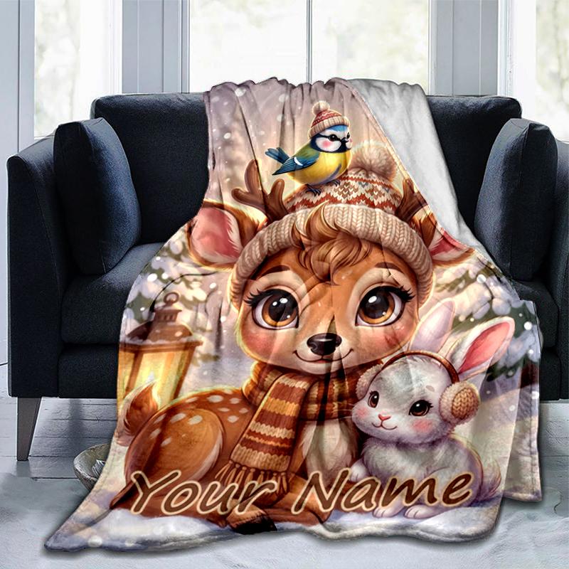 1PC Custom Name Winter Wonderland blanket versatile,all-season throw suitable for the living room,bedroom,camping,travel,and gift