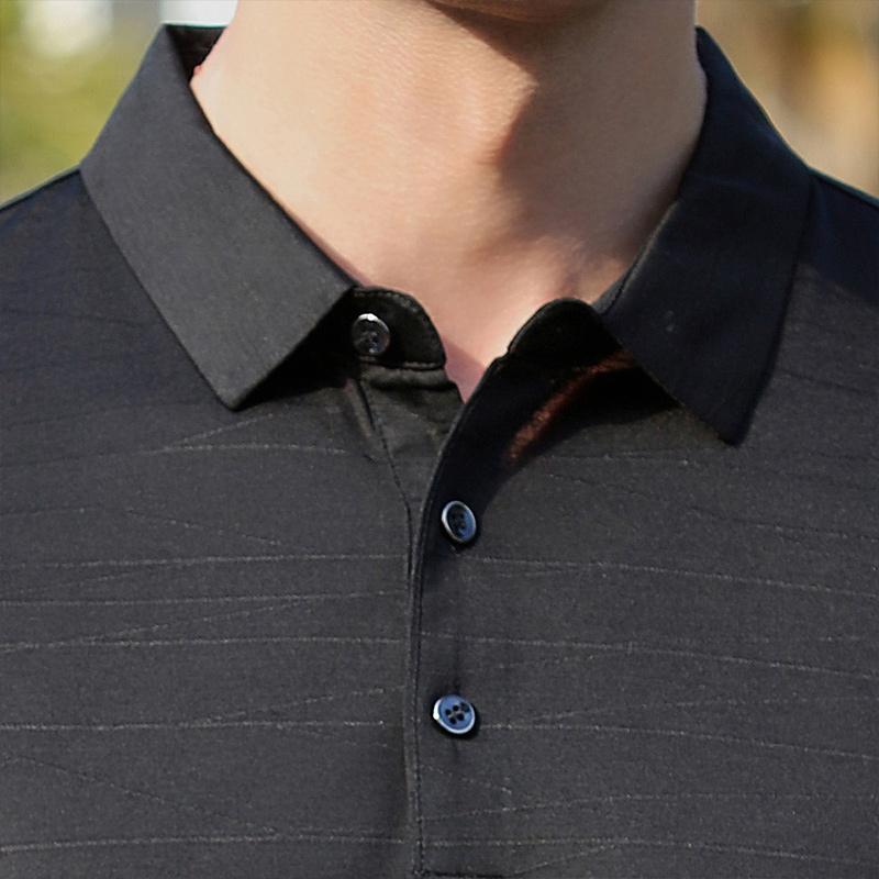 [Jacquard 9.7% Mulberry Silk] Jovo Business Cool Silk Slippery Middle aged and Elderly Men's Short sleeved T-shirt