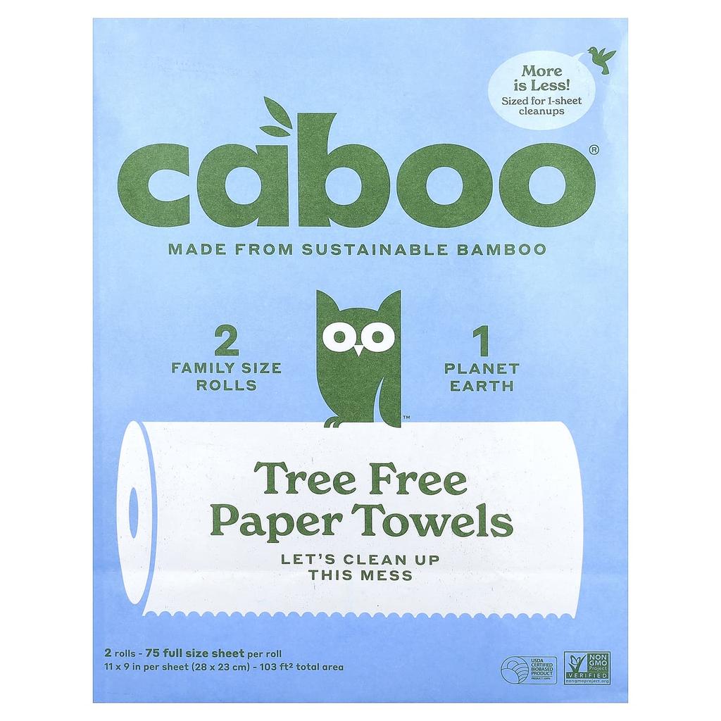 Caboo Tree-Free Paper Towels, 2 Rolls
