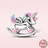 2023 New Pink Flowers Unicorn Flower Heart Mama Forever Love Beads Fit Original Fasion Glamour 925 Silver Bracelet Jewelry