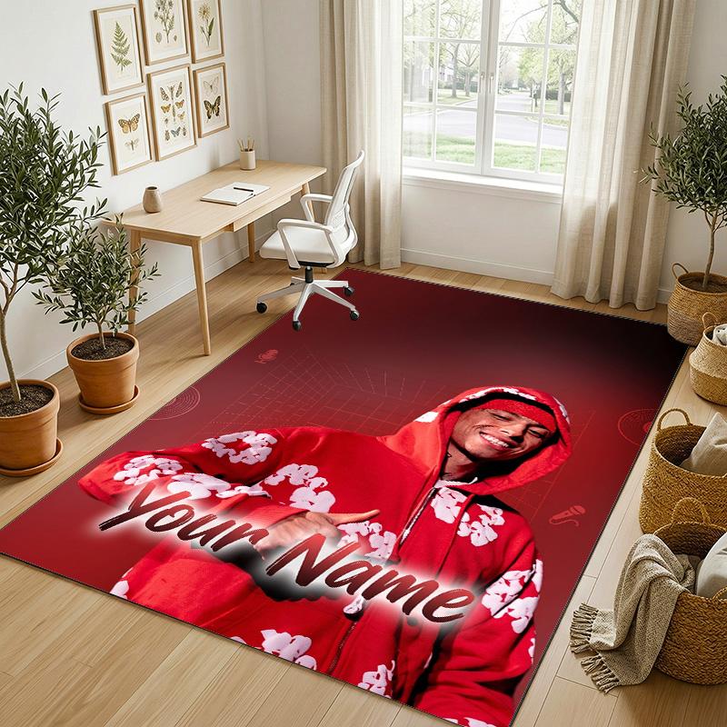 Personalized Crystal Velvet Carpet,Central Cee Custom Printed Name, Plush Area Rug For Home Indoor Decor