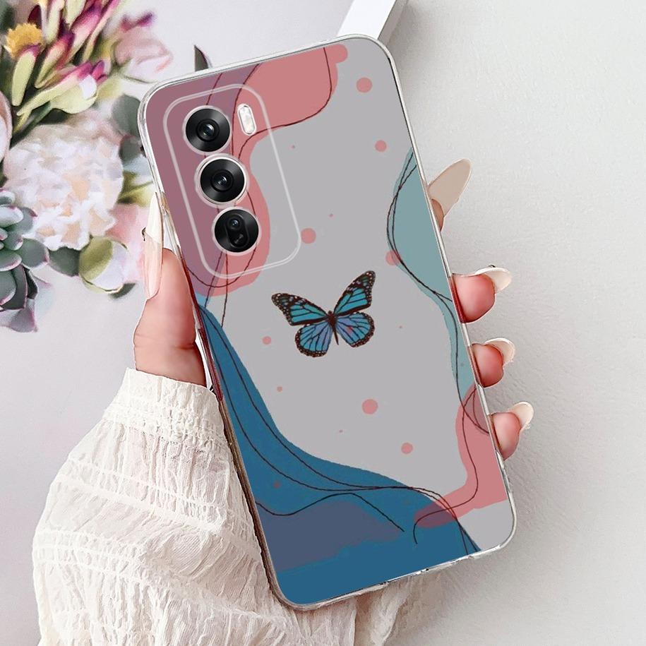 For OPPO Reno12 Pro 5G Case CPH2629 Cover Transparent Silicone Fashion Butterfly Soft Case For Reno 12 CPH2625 Reno 12Pro Fundas