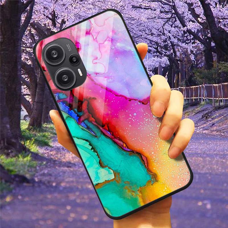 Для Xiaomi Poco F5 5G / F5Pro Чехол Закаленное Стекло Озеро Луна Жесткая Защитная Крышка для POCO F5 Pro Capas Funda на PocoF5 Роскошный Coque