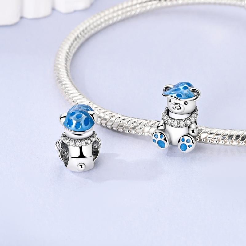 New Copper Charms Beads Blue Series Charm Pendants Fit Original Bracelets Diy Jewelry Gift For Woman