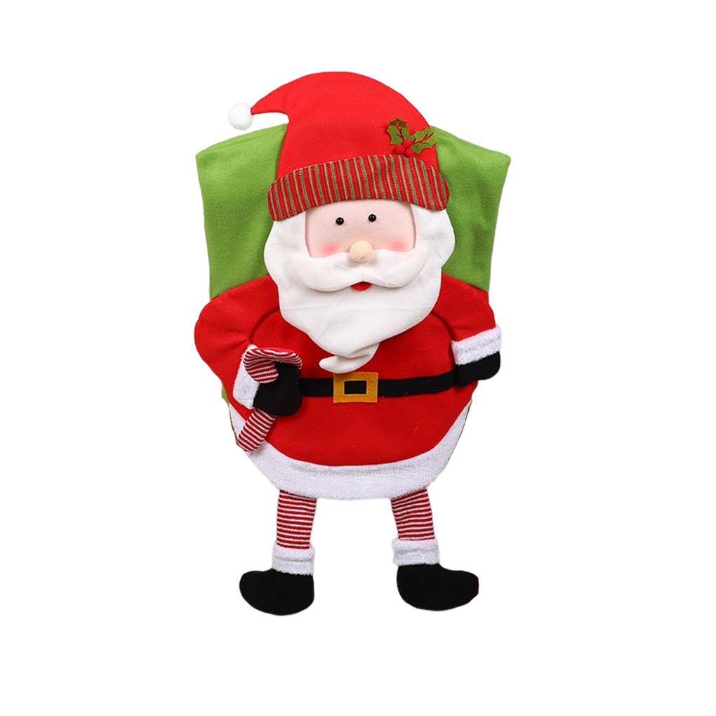 Christmas Chair Cover Xmas Party Wedding Furniture Sleeve 3D Cartoon Santa Claus Non Slide Slipcover Dining Hall Supplies