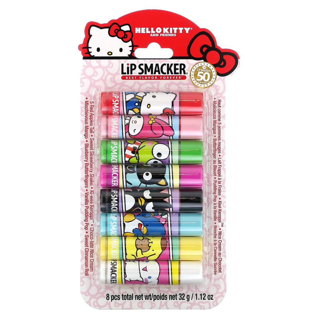 Lip Smacker Hello Kitty and Friends, бальзам для губ, разные вкусы, 8 упаковок, 4 г (0,14 унции) каждый