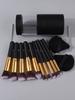 13PCS Black PU Storage Bucket Set of 10 Soft-bristled Makeup Brushes, Portable Dry and Wet Dual-purpose Sponge Powder Puff Set