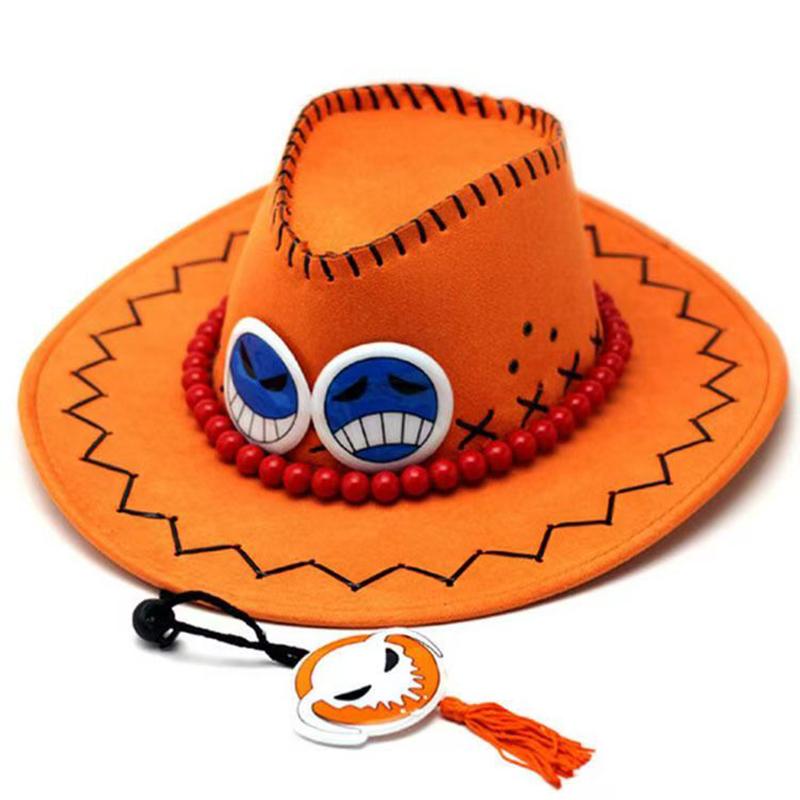 New Arrival Anime Ace Cosplay Hats Unisex Luffy Acefor Kids Adult Halloween Carnival Cosplay Accessories Orange Cowboy Cap