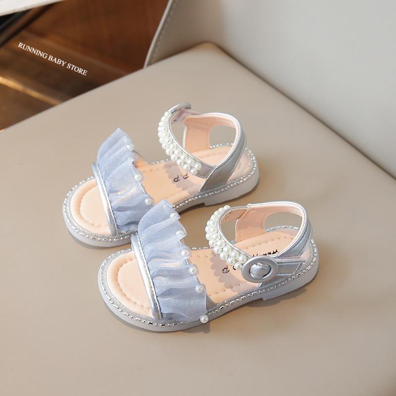 Girls Sandals Summer Slides New Child Ruffles Ribbons Sandals Princess Holiday Party Shoes Fashion Platform Sandals I05293