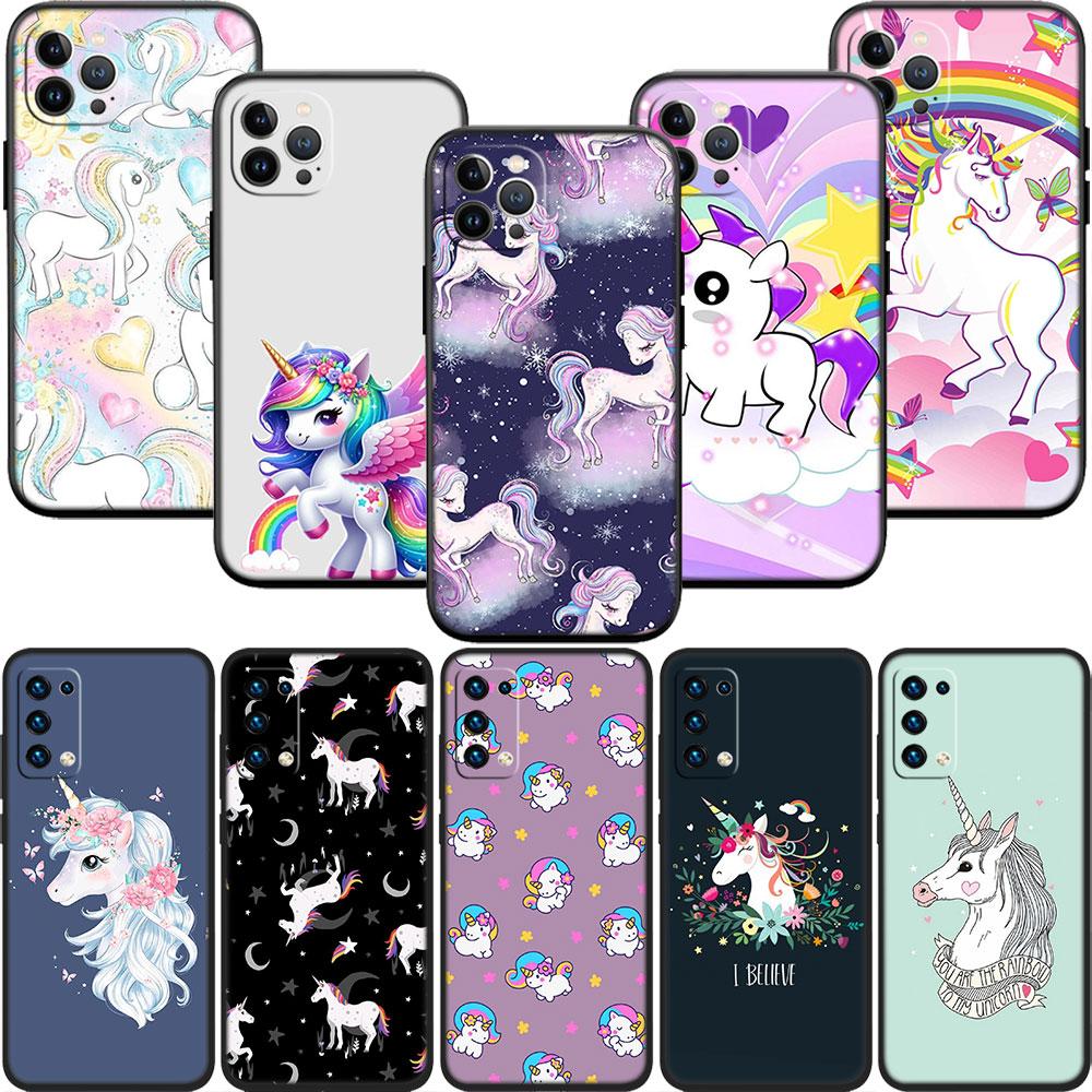 LO22 Cartoon Unicorn Soft Shell Phone Case for Samsung Galaxy Note 10 20 S23 S24 S25 Ultra FE Plus Edge Lite A02S A35 A07 A17