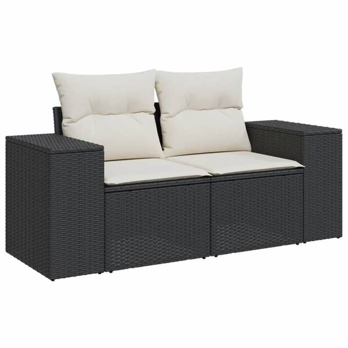 VidaXL Canapé de Jardin avec Coussins 2 Places, Siège avec Dossier, Meuble de Patio Arrière-cour Terrasse Extérieur, Noir 366007