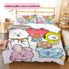 BT21 Pattern Bedding Home Decoration Birthday Gift ( 1 duvet cover + 2 pillowcase, without core),fan merchandise.