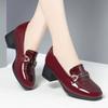 Fashion Vintage British Style Patent Leather Shoes Deep Mouth Women Pumps 2024 Spring Block High Heels Shoes Women Office Model Loafers