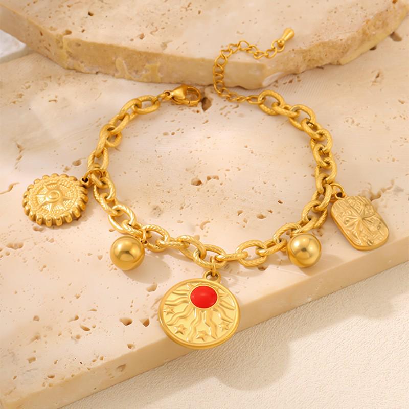 Роскошный браслет с четырехлистником: Позолоченная 18K, Невыцветающая Титановая Сталь с Алмазными Акцентами