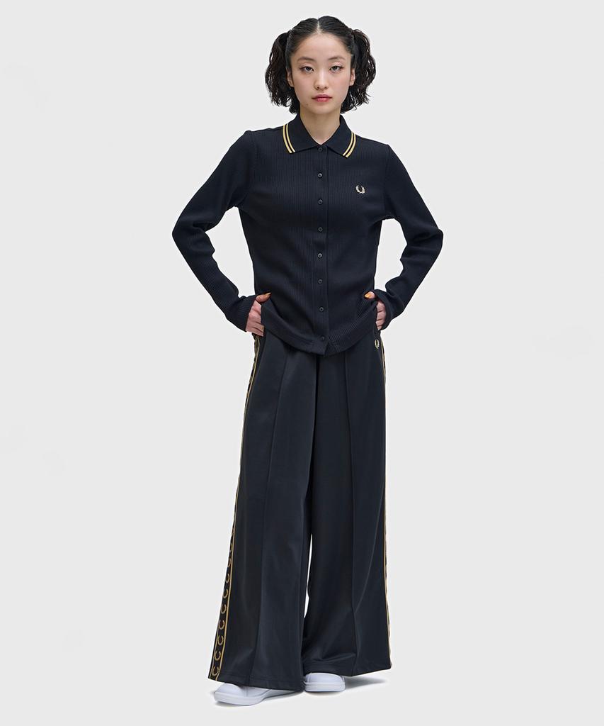 FRED PERRY [Womens] Button-Through Rib Polo Shirt - Black Afpf2612169-102