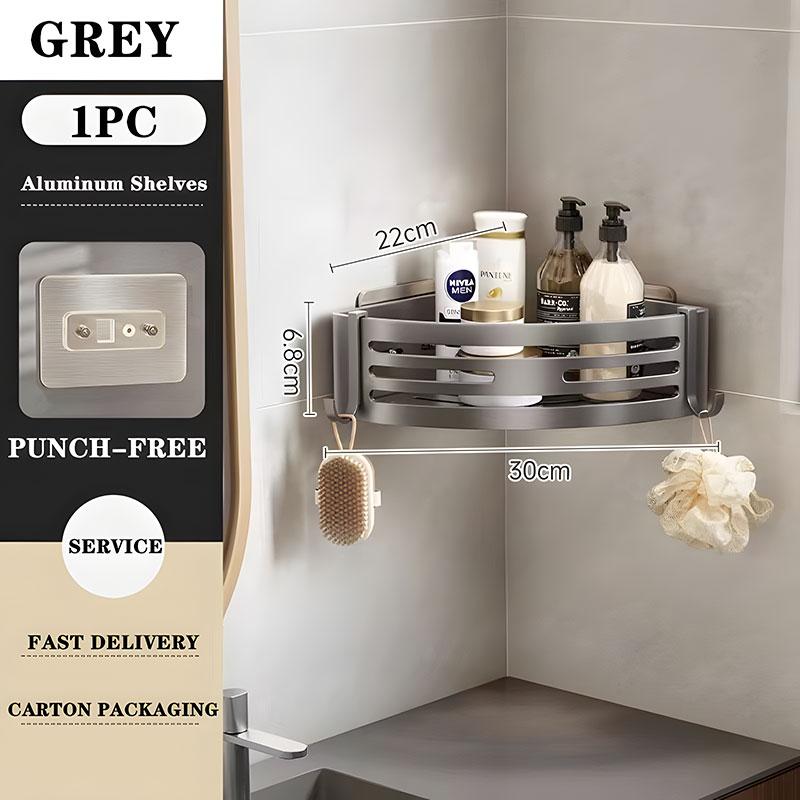 Aluminum Alloy Bathroom Shelves Punch-free Thickened Tripod Wall-mounted Corner Shelf Bathroom Accessories Shower Organizer