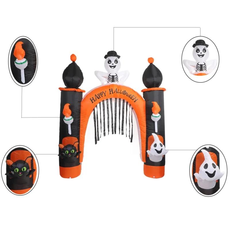 8 футов Надувные игрушки для улицы Хэллоуин Модель Арка Украшения Реквизит для помещения Встроенная светодиодная подсветка Дом Улица Сад Декор для вечеринки