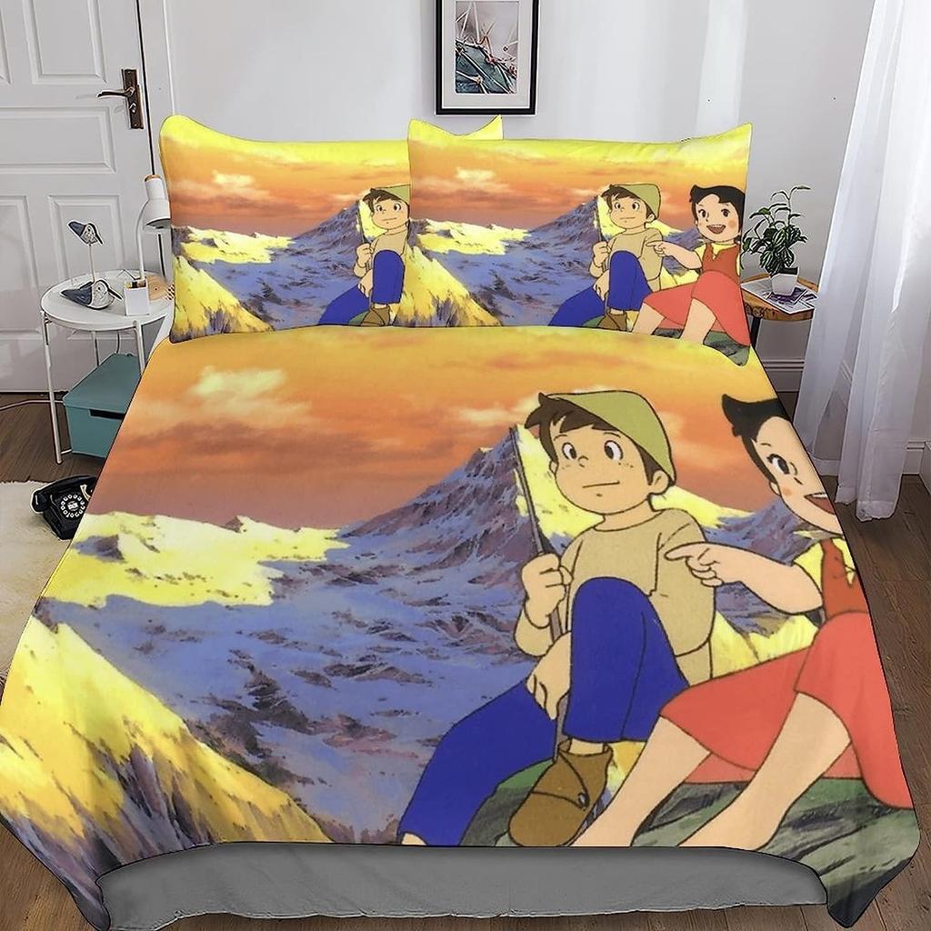 Постельный комплект Хайди, Постельное белье Хайди Девочка из Альп, Комплект пододеяльника Хайди и семья, Украшение спальни