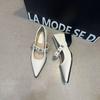 Niche Pointed Single Shoes Women's Spring 2025 New Temperament Light Luxury Thick Heel Rhinestone Word with Mary Jane Shoes
