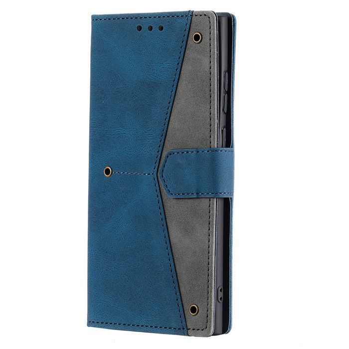 Étui portefeuille pour Samsung Galaxy A57 (5G) - Coque rabat - Cuir synthétique - Support intégré - 3 fentes cartes - Bleu