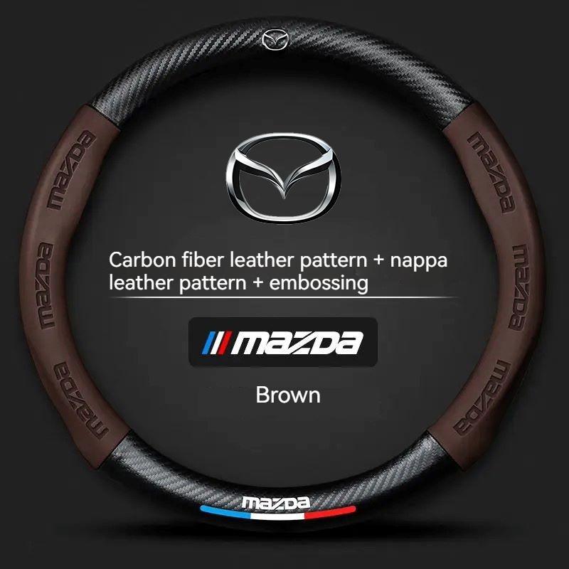 Кожаная накладка на руль автомобиля из углеродного волокна для Mazda 3 5 6 SKYACTIV Axela Atenza CX30 CX5 CX8 CX9 MX5 RX8 RX7 BT50 Аксессуары