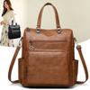 Vintage Style Multi-Pocket Leather Backpack with Adjustable Strap Spacious Shoulder Bag for Women's Daily Use & Travel