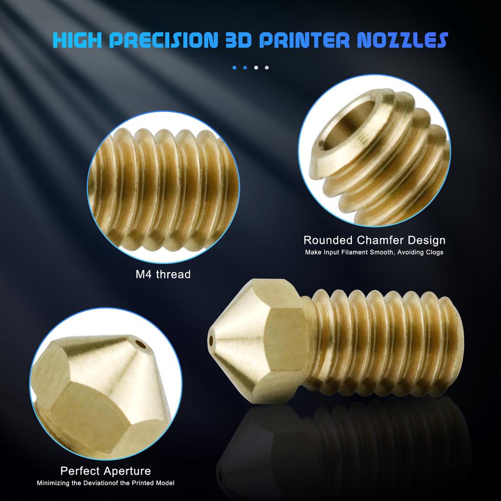5/10pcs Brass Nozzle For Bambu Lab A1/ A1 Mini, 0.2 0.4 0.6 0.8mm 3D Printer Accessories for Bambulab A1 Mini 3d Printer