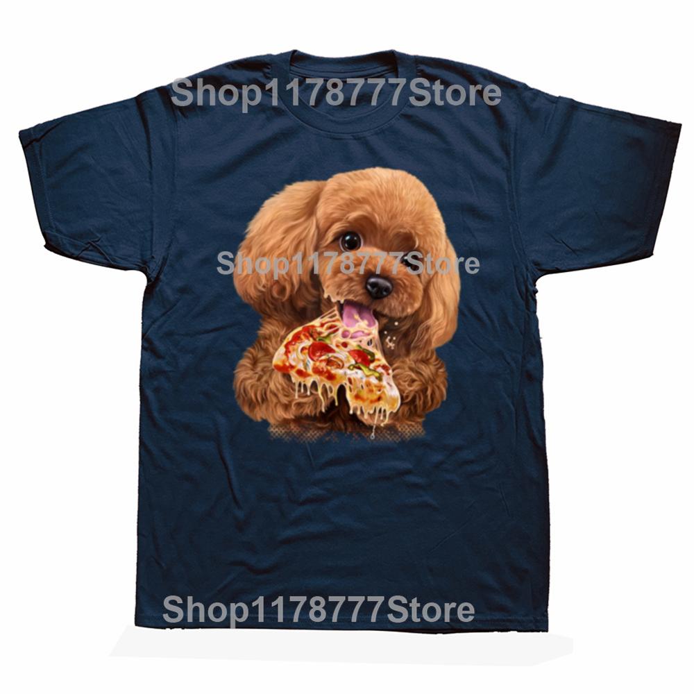 Hungry Poodle Puppy Pizza Dog Dad T Shirt Tee Tops Round Neck ShortSleeve Fashion Tshirt Clothing Casual Party Tshirts