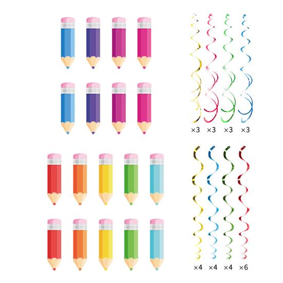 18 наборов подвесных завитков из мелков «Назад в школу» с вырезными карточками «Добро пожаловать обратно в школу» для украшения потолка в классе