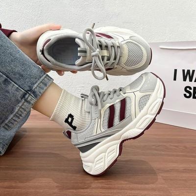 Сетчатая платформа повседневные папины кроссовки лето новые круглый носок цветная комбинация повседневная обувь простые ретро спортивные кроссовки
