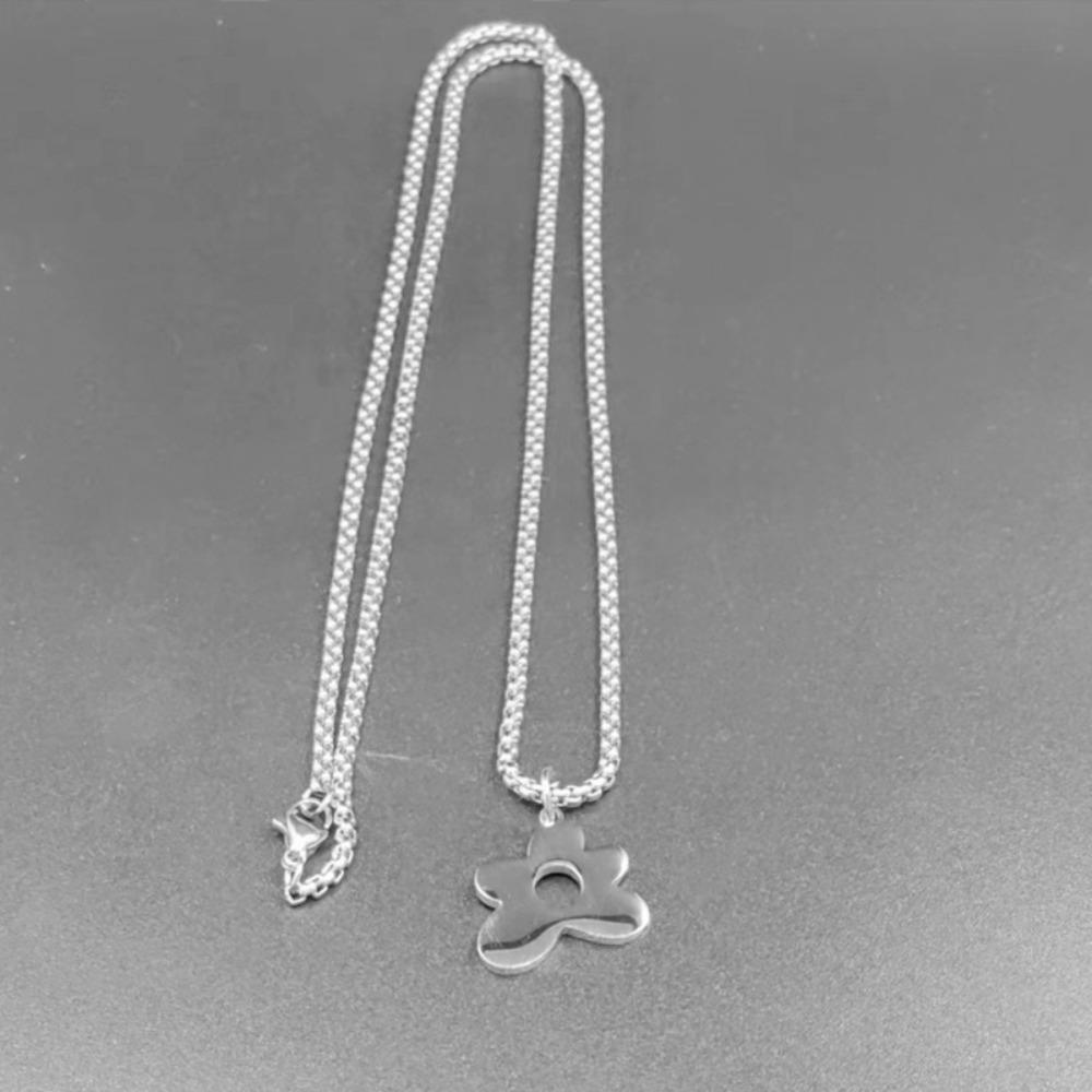 Flower Shaped Hip Hop Necklace Stainless Steel Choker Chain Necklace  Rapper Fan Gift