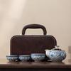 Retro Portable Bottle Hand Grab Pot Travel Outdoor Camping Kuaike Cup Business Car Tea Set High-end Leather Bag Customized Printing