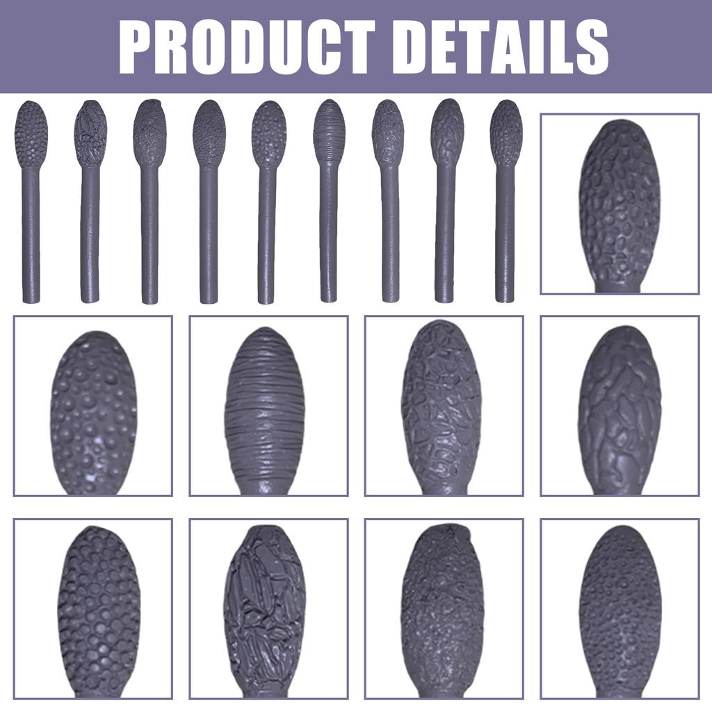 9 шт. Овальные ролики-палочки для лепки из гончарной глины, Инструмент для создания текстуры гончарной глины и художественных проектов