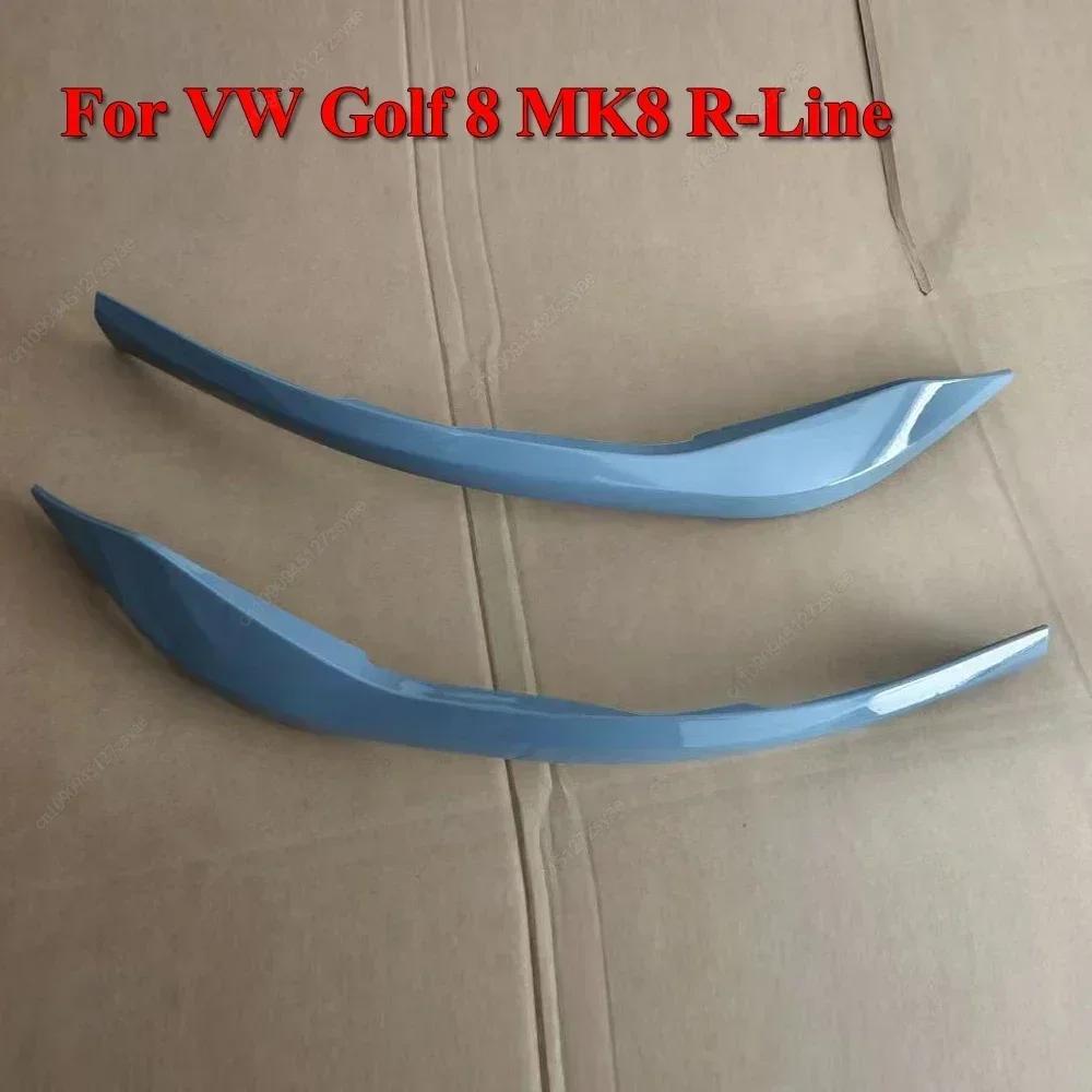 2Pcs For VW Golf 8 MK8 GTI R-Line 2020-2024 Car Front Bumper Side Splitter Spoiler Trim Fog Light Canard Black Body Kits Tuning
