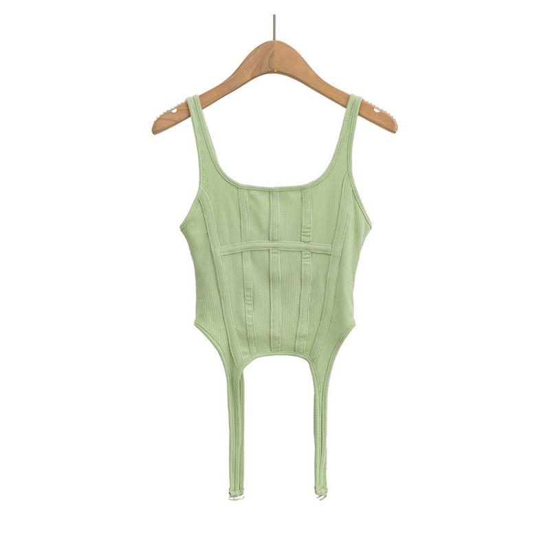 Жилет в стиле сафари с нитью «рыбий кость», рубашка нестандартной формы на крючке для женщин, сексуальные топы без рукавов с квадратным вырезом