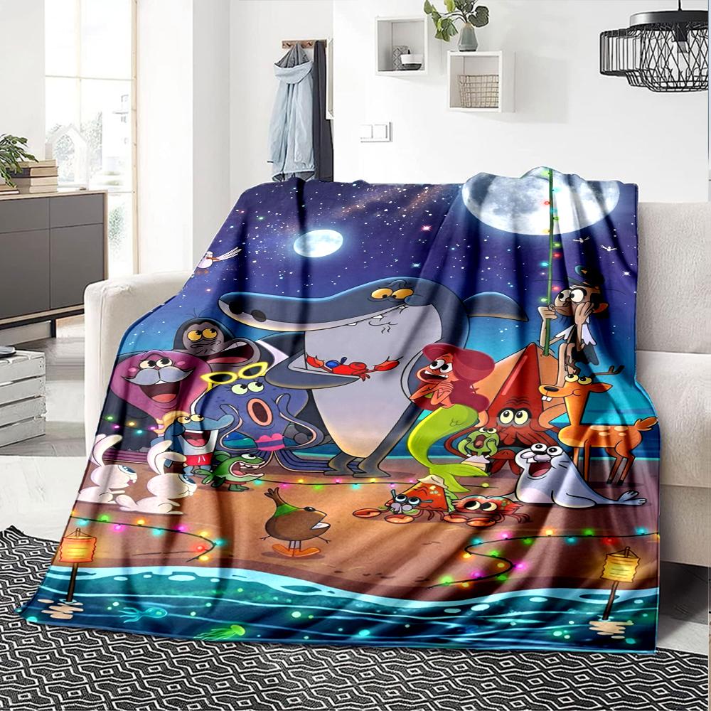 Zig & Sharko Theme Printed Blanket - Perfect for Couch, Bed, Travel & Outdoor Use | Machine Washable, Cozy & Durable.