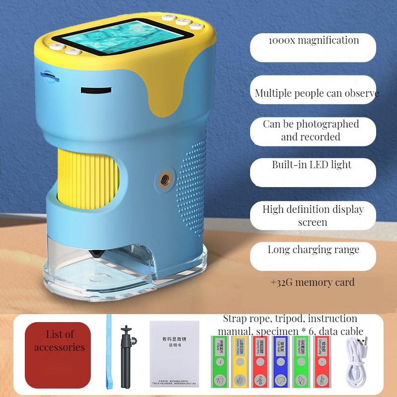 Handheld, Portable, with Screen and Photo Sharing Microscope, Children's Science, Students Can See Bacteria