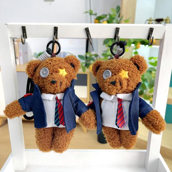 Брелок-подвеска в виде плюшевого медведя с ремешком, мягкий хлопковый брелок для ключей с чучелом животного для поделок своими руками, украшения для рюкзака автомобиля