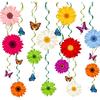 48 Pieces Spring Sun Flowers Butterfly Hanging Swirl Decorations Spirals Sunflower Party Streamers Wall Ceiling Hanging Supplies Favors Spring Summer