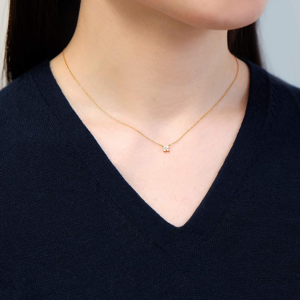 Necklace K18 Yellow Gold Diamond Corolla Petal AGVN594440DI [Vendome Aoyama] [Official] 0.1ct