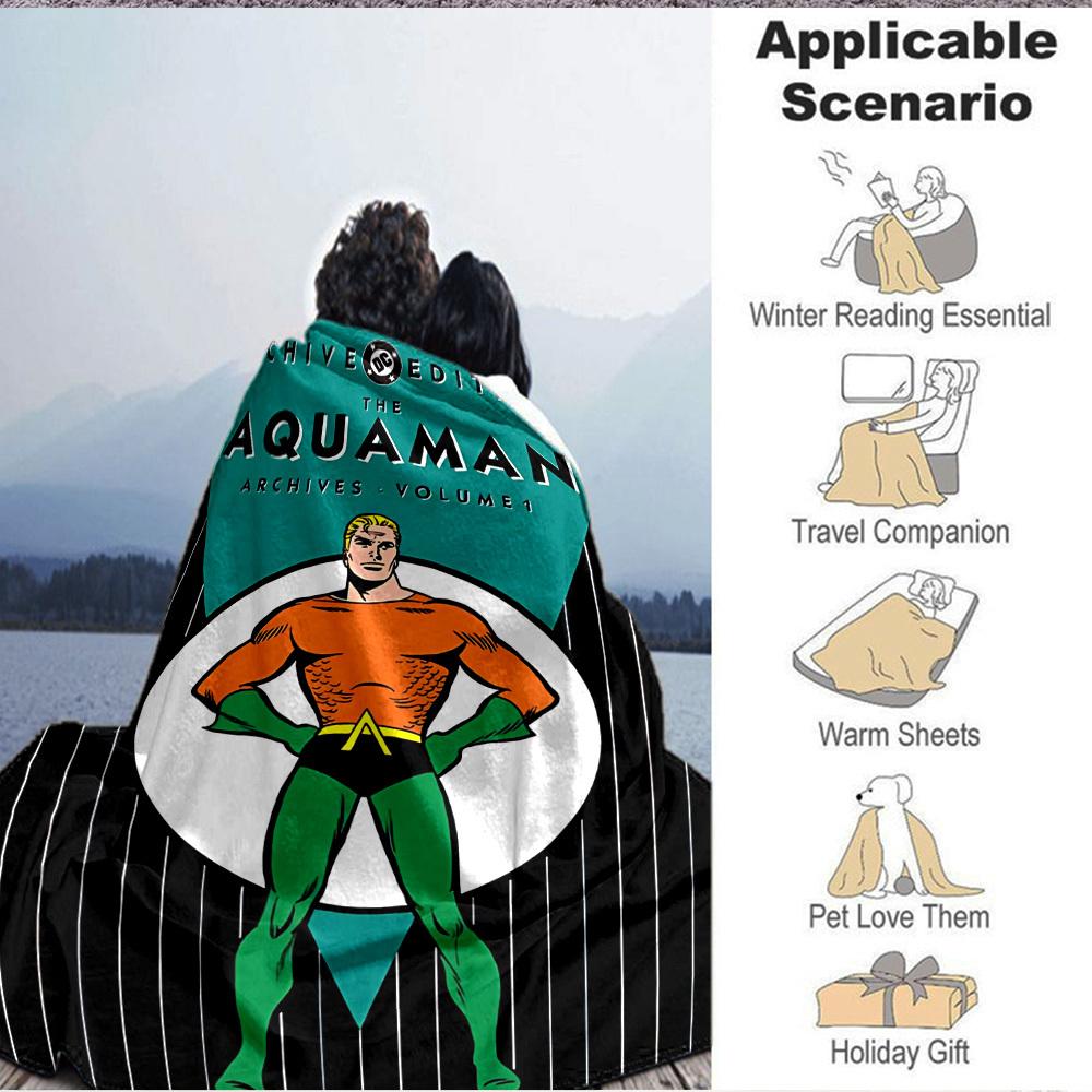 1pc Aquaman Flannel Throw Blanket Soft, Warm & Cozy for Couch, Bed, Office, and Travel Versatile All Season Gift, Christmas present